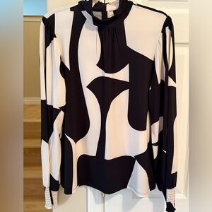 Sanctuary Black and Cream Abstract Blouse